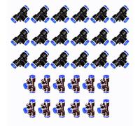 HAXIHA 30 Pièces 8mm Connecteur Pneumatique, Tee Raccords Push To Connect Raccord Rapide Air Comprimé, Raccords Rapides de Tube 3 Ways (PE-8)