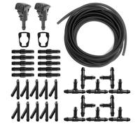 HAXIHA 5m Kit de Tuyau Essuie Glace,Tuyau de Liquide de Lave-Glace,Durite Tuyau Essuie Glace Universel,Tuyau Flexible avec 30 Pièces Raccord de Tuyau(Type Y I T) + 2 Pièces Buse D'essuie Glace