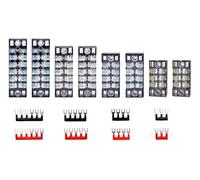 HAXIHA Bornier à Vis à Double Rangée 8Pièces 3/4/5/6 positions 600V 15A Terminal Block Set avec couvercle+Rouge et Noir Bande de Barrière Terminal Barrette,Bornes pré isolées