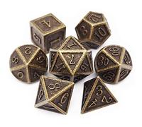 Haxtec D&D Jeu de dés en métal polyédrique en bronze antique pour Donjons et Dragons, cadeaux pour accessoires de RPG, dés DND en émail (bronze antique)