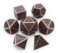 Haxtec D&D Jeu de dés en métal polyédrique en cuivre antique pour Donjons et Dragons, cadeaux TTRPG