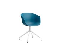 HAY About a Chair AAC 20 - azure blue 2.0 - blanc - patins standards en plastique