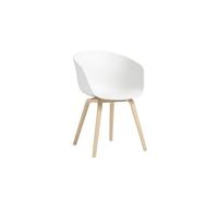 HAY About a Chair AAC 22 - patins standards en plastique - chêne savonné - blanc