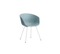 HAY About a Chair AAC 26 - dusty blue 2.0 - blanc enduit de poudre - patins en feutre