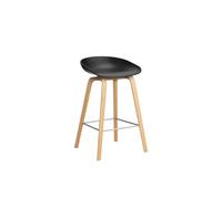 HAY About a Stool AAS 32 - patins plastique - black 2.0 - vernis à base d'eau - repose-pied acier inoxydable - Hauteur d'assise 65 cm