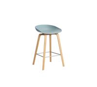 HAY About a Stool AAS 32 - patins plastique - dusty blue 2.0 - vernis à base d'eau - repose-pied acier inoxydable - Hauteur d'assise 65 cm