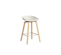 HAY About a Stool AAS 32 - patins plastique - Hauteur d'assise 65 cm - repose-pied acier inoxydable - vernis à base d'eau - melange cream 2.0