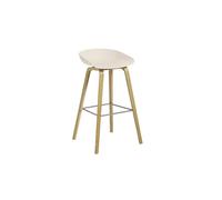 HAY About a Stool AAS 32 - patins plastique - Hauteur d'assise 75 cm - repose-pied acier inoxydable - clair verni - blanc crème
