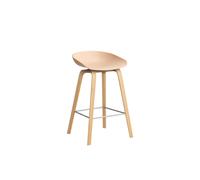 HAY About a Stool AAS 32 - patins plastique - pale peach 2.0 - vernis à base d'eau - repose-pied acier inoxydable - Hauteur d'assise 65 cm