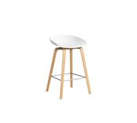 HAY About a Stool AAS 32 - white 2.0 - vernis à base d'eau - repose-pied acier inoxydable - Hauteur d'assise 65 cm - patins plastique