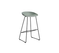 HAY About a Stool AAS 38 - fall green 2.0 - noir - patins standards en plastique - Hauteur d'assise 75 cm