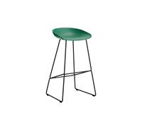 HAY About a Stool AAS 38 - teal green 2.0 - noir - patins standards en plastique - Hauteur d'assise 75 cm