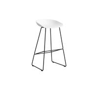 HAY About a Stool AAS 38 - white 2.0 - noir - patins standards en plastique - Hauteur d'assise 75 cm
