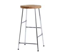 HAY Cornet tabouret de bar rond 65 cm Oiled oak-chrome