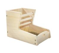Hay Feeder Guinea Pig, Chinchilla, Rabbit, Bunny, 2-in-1 Wooden Double Zone Separate Rack, Durable Pet Feeding Holder for Small Animals, Keeps Hay Clean, 14.5x22x15.5cm