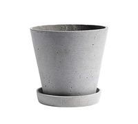 HAY Flowerpot Pot de Fleurs avec Soucoupe en polystone Gris 14 x 14 x 13,5 cm