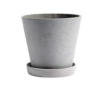 HAY Flowerpot Pot de Fleurs avec Soucoupe en polystone Gris 17,5 x 17,5 x 16,5 cm