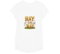 Hay Girl Chevaux de Foin Humour équestre Cowgirl Dire T-Shirt, Fille, Blanc, L