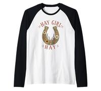 Hay Girl Fer à Cheval Floral Naturecore Cheval Western Farm Manche Raglan