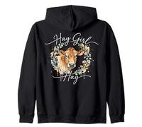 Hay Girl Hay Cow Lover Watercolor Floral Wreath Sweat à Capuche