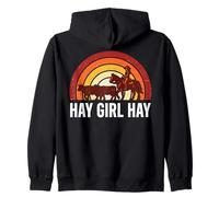Hay Girl Hay Cowgirl Horse Herding Cows Retro Sweat à Capuche