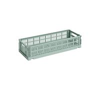 HAY Panier Colour Crate Mini oblong recyclé vert sauge LxlxH 34,5x13x8cm