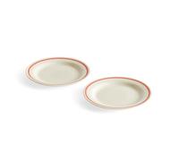 HAY Sobremesa AB612-A429-AB27 Lot de 2 assiettes à dessert en grès Blanc/Rouge Diamètre 18,5 cm