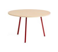 HAY Table à manger Loop Stand Ø120 cm Maroon red-clear lacq. oak