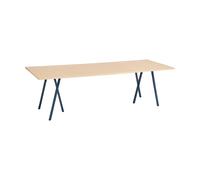 HAY Table à manger Loop Stand incl. support 92.5x250 cm Deep blue-clear lacq. oak