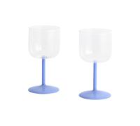 HAY Tint Verre à vin, set de 2 - Clear and jade light blue