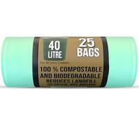 Haya Home Lot de 60 sacs poubelle écologiques compostables biodégradables et résistants aux fuites 100 % amidon de maïs sans plastique, entièrement conformes aux normes EN 14323 et AS 4736 30 l