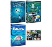 Hayao Miyazaki - Castle in the Sky / Kiki's Delivery Service / Ponyo - 3 DVD Studio Ghibli Classic Animated Movies Bundle + Bonus Art Card