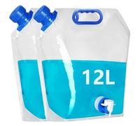 Hayaww 12 L×2 bidons d'eau Pliables bidons d'eau Pliables avec Valve RéutilisablesSac d'eau Pliable Eau Réservoir d'eau Pliable Bidon d'eau Poche d'eau Portable pour Camping Randonnée Pique-Nique (B)