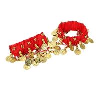 Hayaww 2 Pcs Bracelets De Danse Du Ventre, Accessoires De Costume De Danse Du Ventre Belly Dance Bracelets Accessoire De Costume De Danseuse Pour Le Spectacle, La FêTe, La CéLéBration, L'éTude (Rouge)