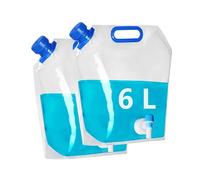 Hayaww bidons d'eau Pliables bidons d'eau Pliables avec Valve RéutilisablesSac d'eau Pliable Eau Réservoir d'eau Pliable Bidon d'eau Poche d'eau Portable pour Camping Randonnée Pique-Nique (6 L×2)