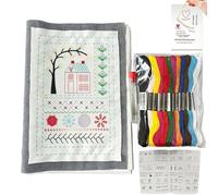 Hayaww DIY Stitch Book Livre de Broderie Livre de Points de Broderie à Faire Soi-Même Débutants Guide de Points de Broderies Ensemble avec Fil à Broder aiguilles à coudre Pratique de Couture (A)