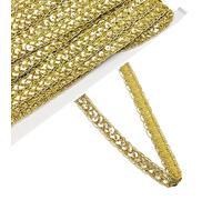 Hayaww Garniture Tressée Dorée Ruban en dentelle à paillettes Métallique Tresse Dentelle Garniture en Dentelle Dorée Tressée Gimp Tresse Brillant Ruban Pour bricolage couture costume artisanat (13m)