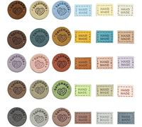 Hayaww Lot de 60 étiquettes en cuir faites à la main - Étiquettes faites à la main - Étiquettes en cuir à coudre - Étiquettes faites à la main - Étiquettes à coudre pour vêtements - Décoration
