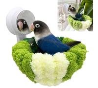 Hayaww Nid de Perroquet à Ventouse à Suspendre Hamacs pour Oiseaux en Polaire Corail Vert Lit pour Oiseaux Portable en Peluche Nid pour Perroquet Nid Oiseau pour Vitre De Voiture (A)