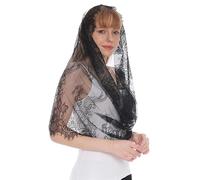 Hayaww Voile en dentelle Voile D'église Chapeau Écharpe Église Mantille Catholique Foulard Écharpe En Dentelle Voile De MariéE De Mariage Pour Femme Messe Latin Prier Ceremonie Mariage (A)