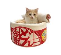 HAYCHE Ramen Lit apaisant en forme de nouille instantanée pour chat d'intérieur - Joli et confortable - Amovible - Multifonctionnel - Convient aux petits chats et chiens (taille L, rouge)