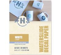 Hayes Paper Co, décalcomanie à glissière d'eau LASER BLANC (A4, 20 feuilles)