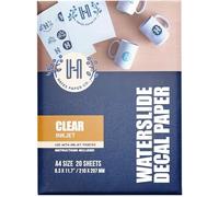 Hayes Paper Co. Papier décalcomanie transparent, Jet d’encre, 20 feuilles de décalcomanie Premium Taille A4 Imprimables, Transfert à l’eau.