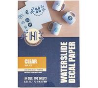 Hayes Paper Waterslide Lot de 100 feuilles de papier de transfert transparent pour jet d'encre, format A4, 21 x 29 cm