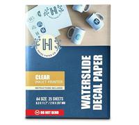 Hayes Papier décalcomanie Waterslide pour imprimantes à jet d'encre | 20 + 5 feuilles A4 transparentes gratuites (21 x 29,7 cm) | Séchage rapide, forte adhérence, application facile | Papier transfert