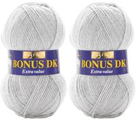 Hayfield - Laine pour Tricot Double Bonus DK - 100 g, Fil, Light Grey Mix, 19 x 9 x 9 cm (Lot de 2)