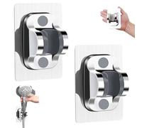 HAYGEM 2 Pièces Aucun Perçage Nécessaire Accroche Pommeau de Douche, Etanche Porte Pommeau de Douche, Argent Réglable Autocollant Support de Douche, pour la Suspension de la Douche de la Salle de Bain