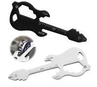 HAYGEM 2 Pièces Multitool en Acier Inoxydable 12 en 1, Mousqueton Porte Clé en Forme de Guitare, Porte Clef Multifonction, pour Ouvrir les Bouteilles de Vin, Tourner des Vis, Retirer des Coursiers