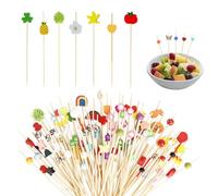 HAYGEM 200 Pièces Cure Dent Jetables en Bambou, Pique Aperitif d'art Créatif de 12 cm, Cure Dent Bois Cocktail pour Décorer Les Assiettes de Fruits, Snacks et Boissons de Mariages et de Banquets