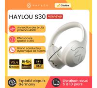 HAYLOU S30 casque sans fil Bluetooth 5.4 43dB casques antibruit adaptatifs 40mm pilote dynamique 80H écouteurs de lecture Basic Version-W